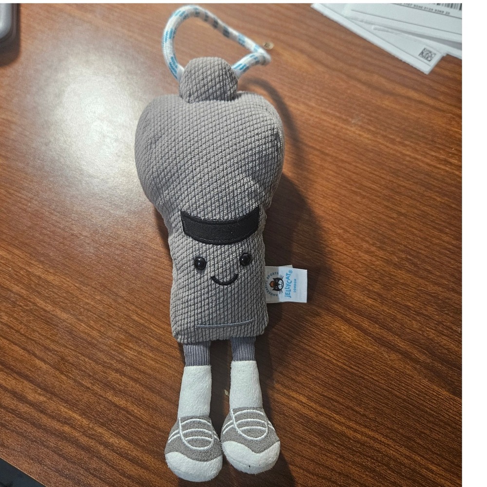 Jellycat Amuseables Sports Whistle Plush Toy Grey One Size NWT Soft Collectible